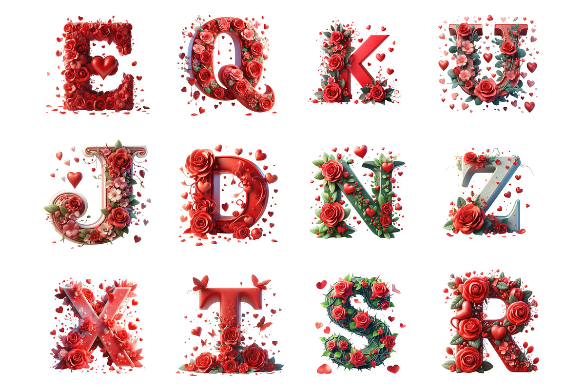 Valentine's Letters Clipart Bundle, an Illustration by SinaCreation (Photo 2 of 7)