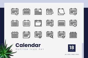 Calendar Outline Icons, an Outline Icon by Zeer Graphic