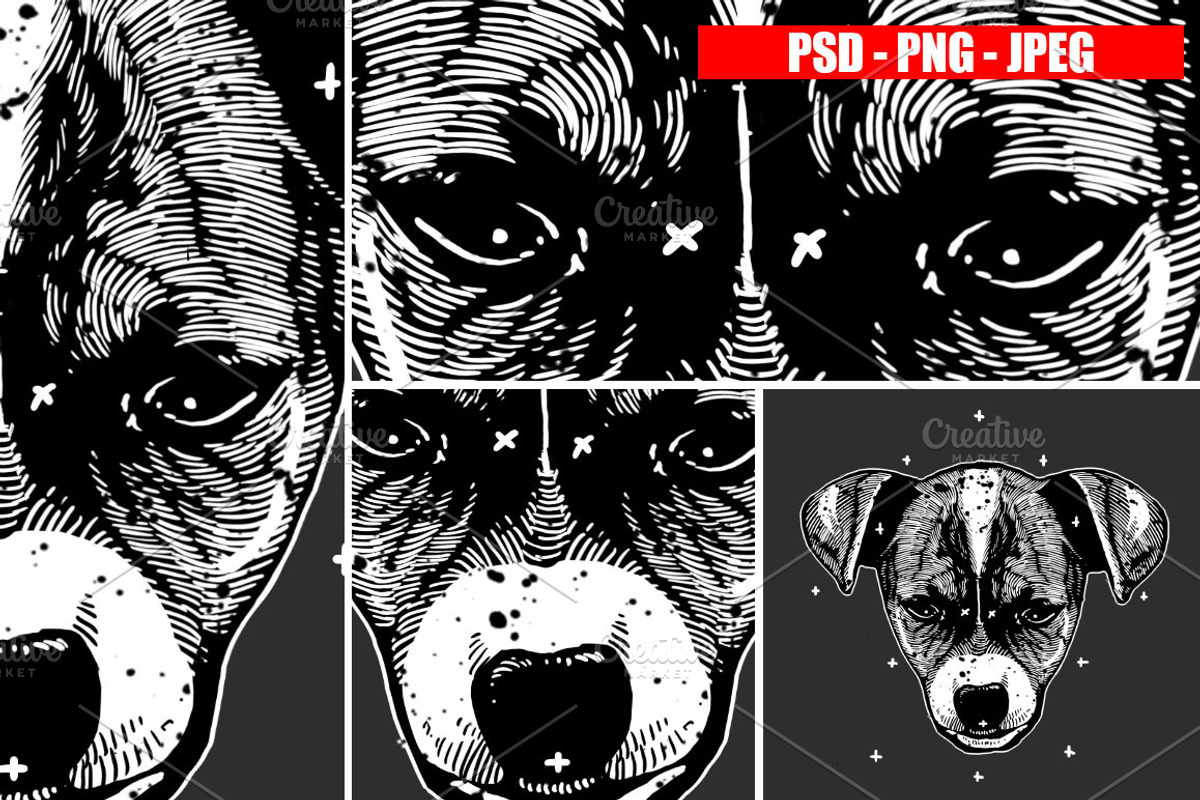 Dogs Collection Black and White Art, an Animal Illustration by Design by sebrodbrick (Photo 17 of 22)