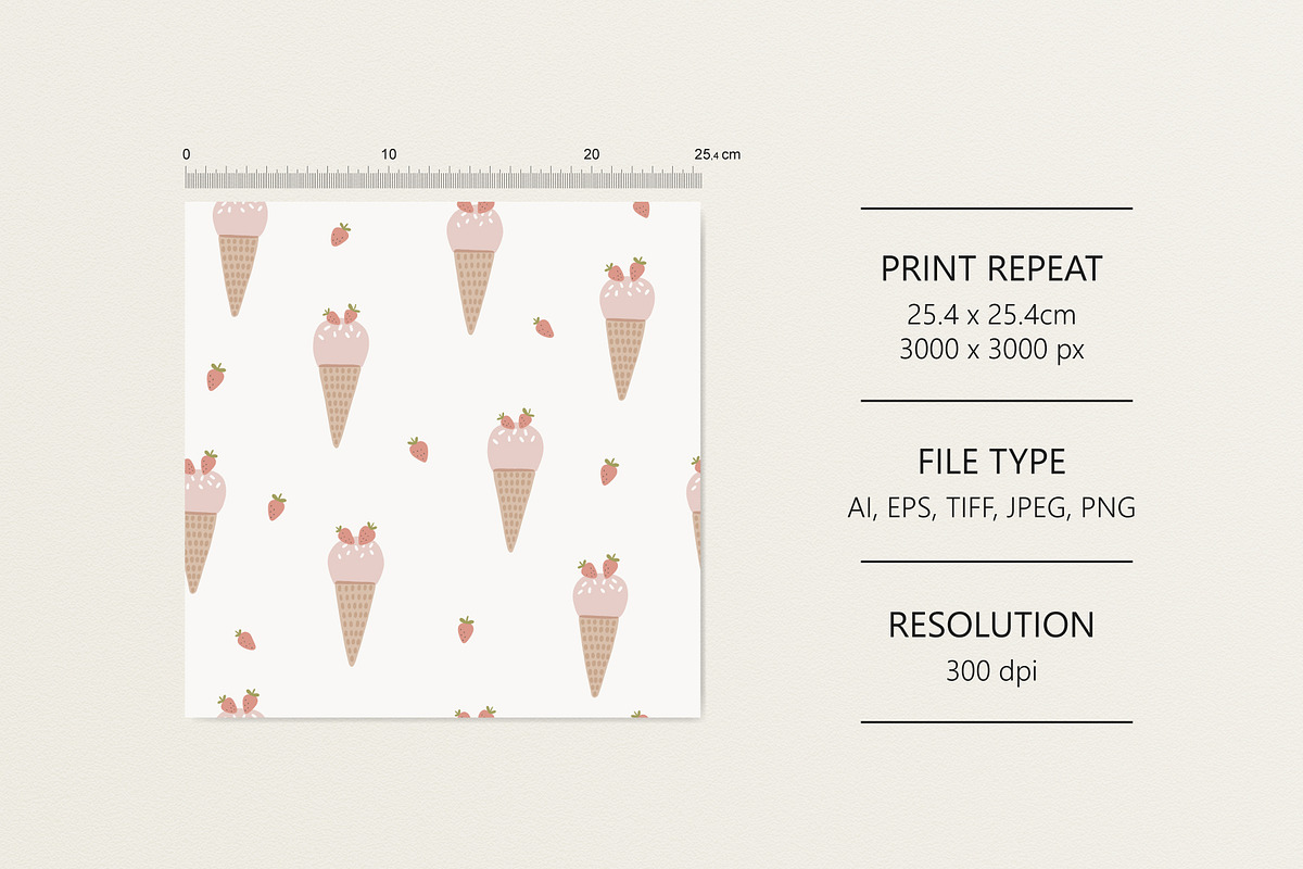 Strawberry ice cream –vector version, a Pattern Graphic by Olena Kuznietsova (Photo 4 of 7)