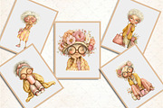 Watercolor Funny Old Lady Clipart, a Seasonal Illustration by Rose Art (Thumbnail 4 of 5)