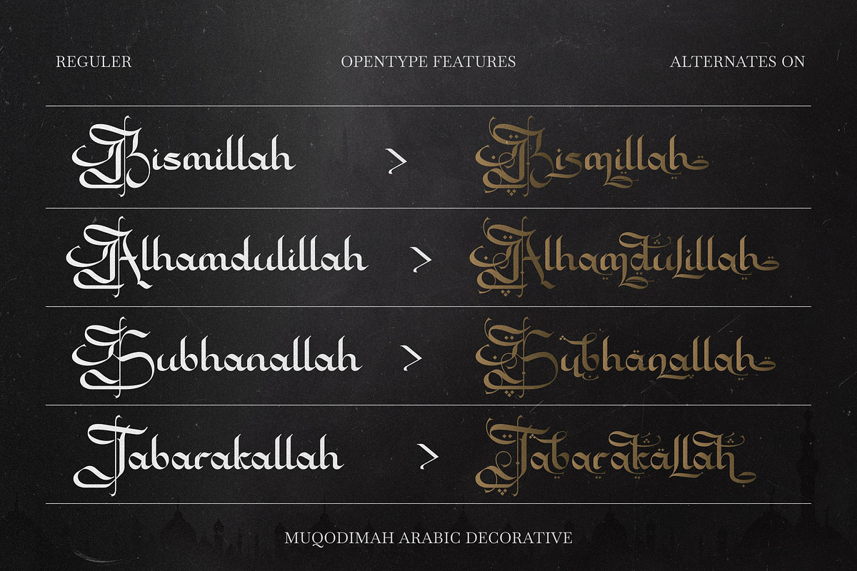 Muqodimah - Arabic Style Decorative, a Font by agnyhasyastudio (Photo 4 of 16)