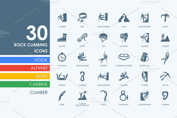 30 Rock Climbing Icons
