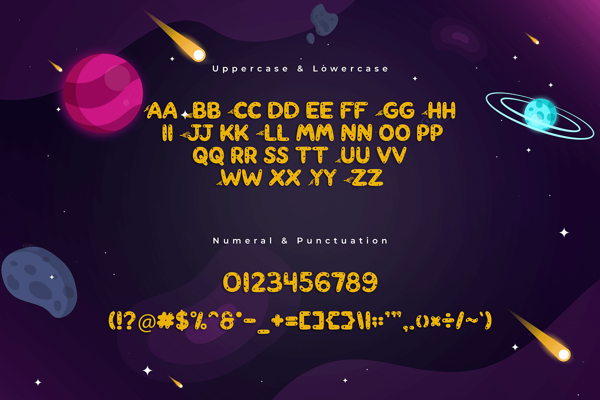 Comet - A Modern Space Kids Font, a Sans Serif Font by overlaytemplates (Photo 4 of 5)