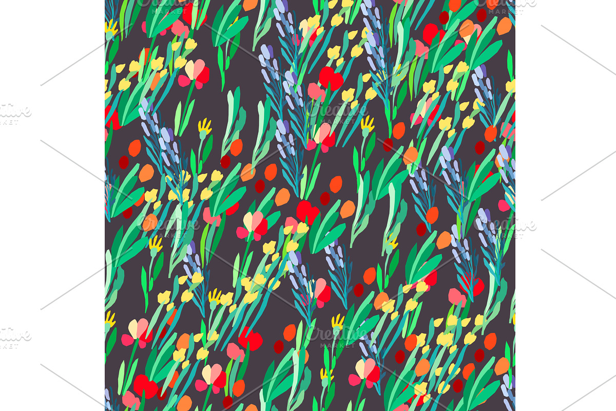 Seamless pattern with flowers, plant, a Pattern Graphic by Alena Stoyko design