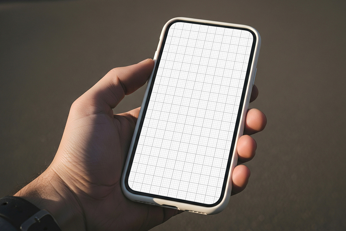 Hand Holding Smartphone Screen Mock, an Android Mockup by graphypix (Photo 3 of 4)