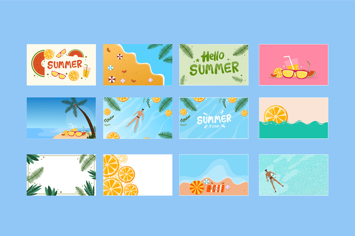 Summer background vector bundle, a Seasonal Illustration by foxndeer (Photo 4 of 4)