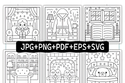 Comfy Cozy Routine Coloring Pages, a Decorative Illustration by Ink Gallery (Thumbnail 2 of 9)