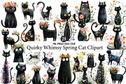 Quirky Whimsy Spring Cat Clipart, an Illustration by Designworld (Thumbnail 1 of 5)