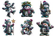 Merry Christmas Snowman Clipart, an Illustration by Craft Nest (Thumbnail 9 of 10)