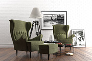 Strandmon wing chairs furniture set, a Furniture 3D Model by inDahouze (Thumbnail 1 of 8)