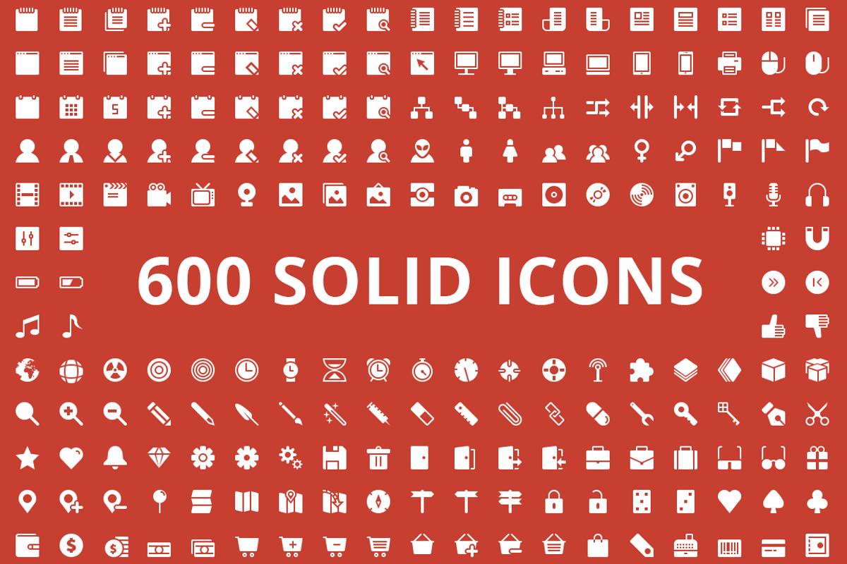 600 Solid Vector Icons, a Solid Icon by PixelBazaar (Photo 1 of 4)