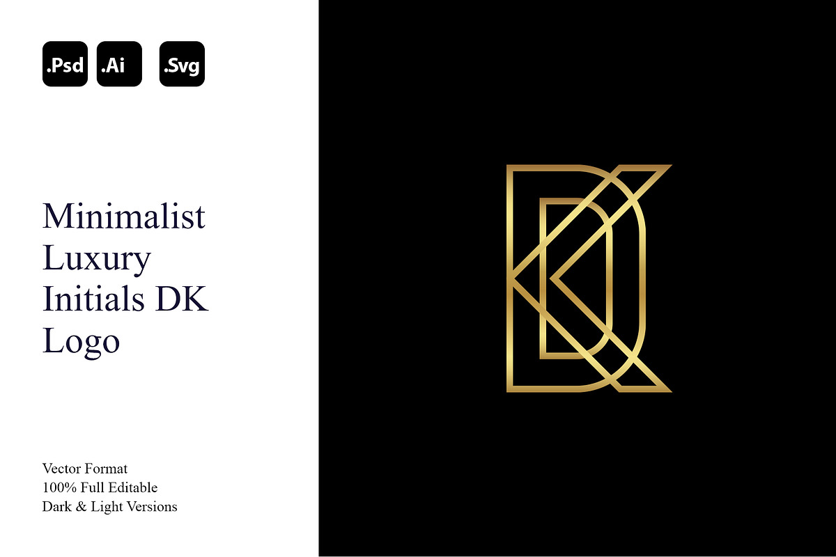 Minimalist Luxury Initials DK Logo, a Branding & Logo Template by Luxury Logos (Photo 1 of 4)