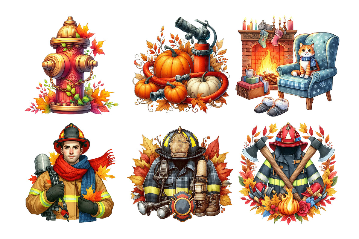 Autumn Firefighter Clipart, an Illustration by Daily.Designs (Photo 2 of 5)