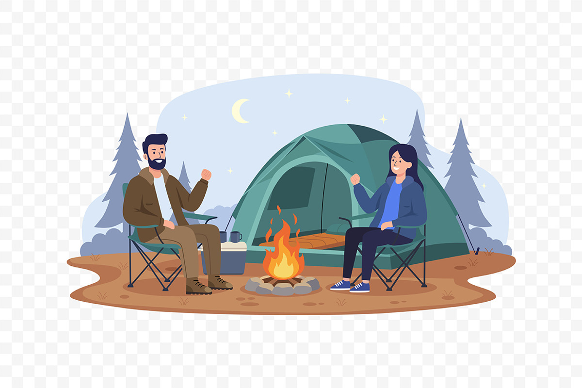 Flat Campfire Design for Camping, a Person Illustration by Partikusi Design (Photo 3 of 3)