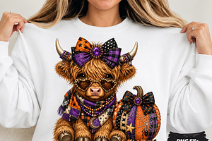 Glam Jeweled Highland Cow PNG, a Seasonal Illustration by DreamCafeArt