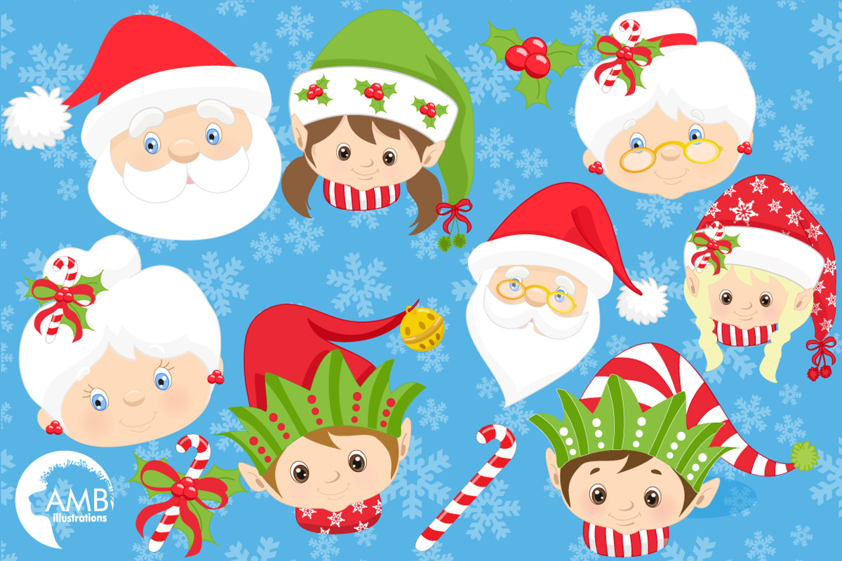 Christmas Faces Clipart, AMB-191, an Illustration by AMBillustrations (Photo 4 of 5)