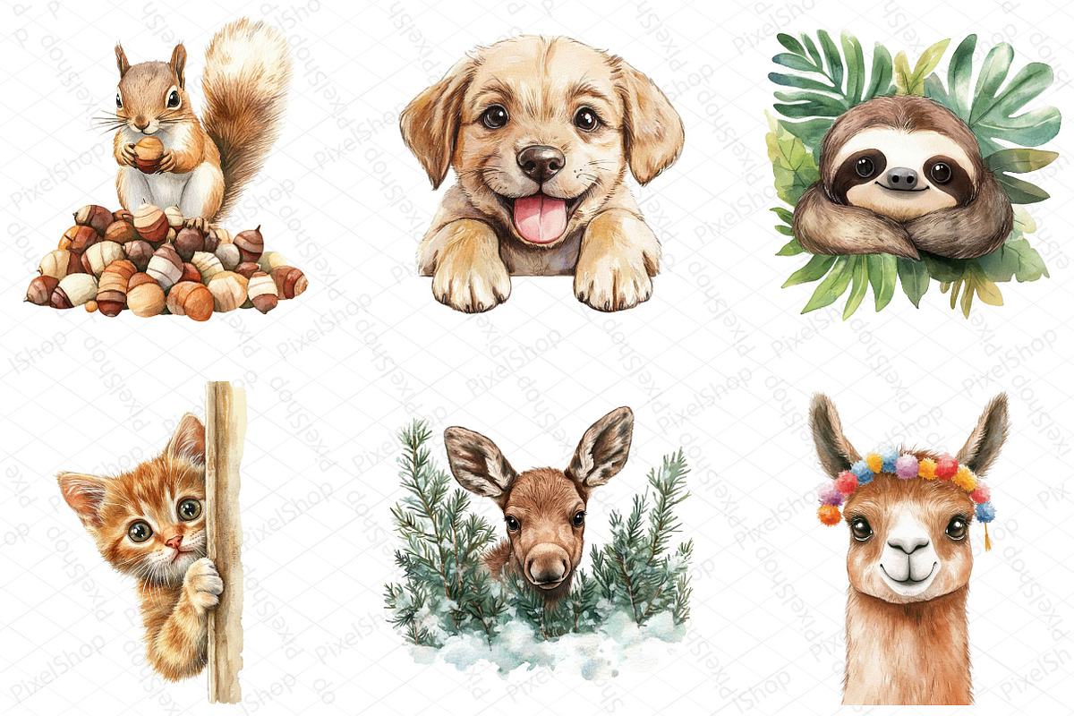 Animal Peeking Around Corner Clipart, an Illustration by DreamPrint404 (Photo 2 of 5)