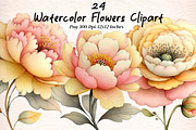 Watercolor Flowers Clipart, an Illustration by Digital Artistic99 (Thumbnail 1 of 10)