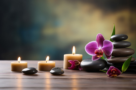 Spa Ambiance with Candle and Orchids, an Abstract Photo by Natalia Klenova's Shop