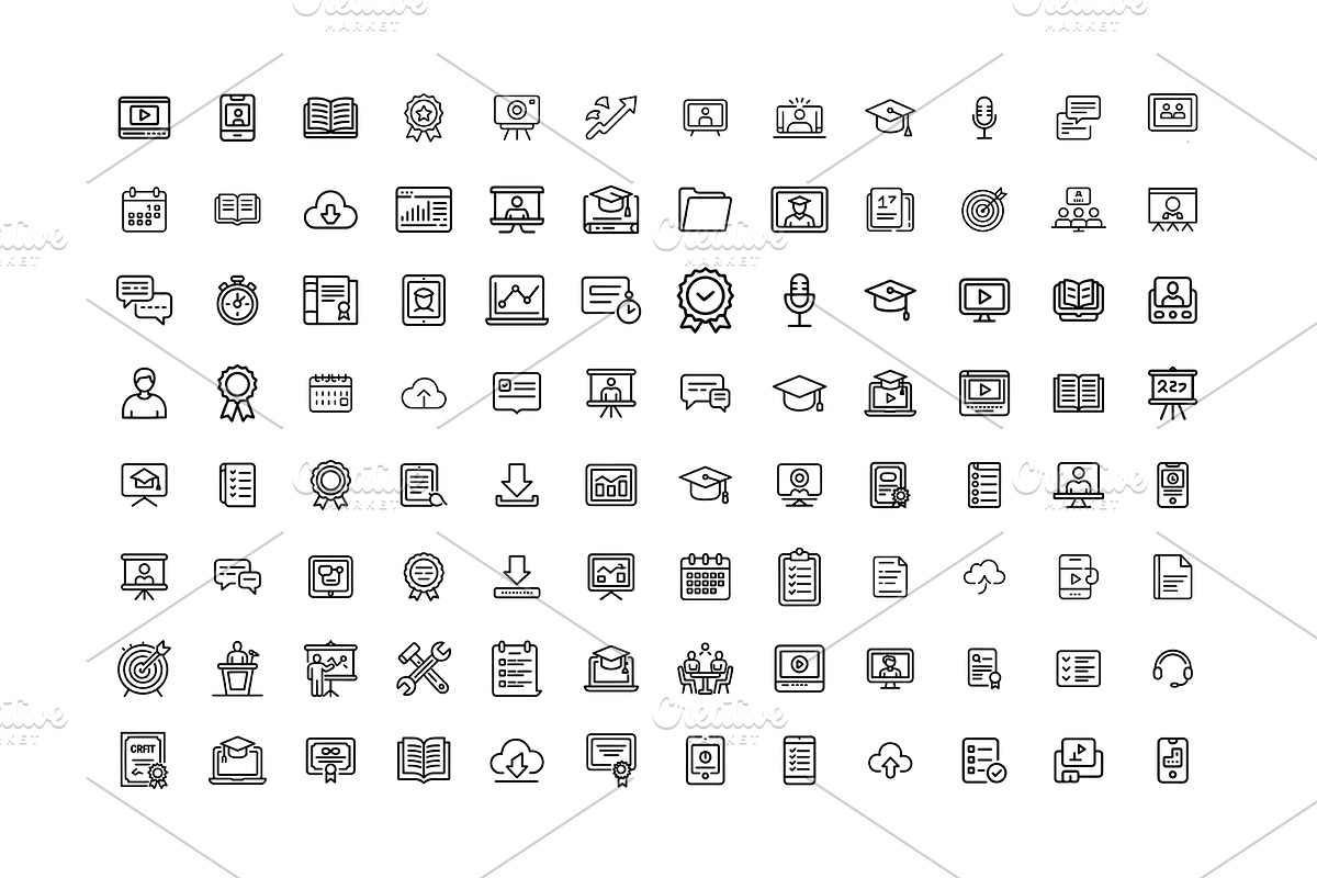 Education & E-Learning Line Icons, an Outline Icon by gstudiovect21 (Photo 6 of 6)