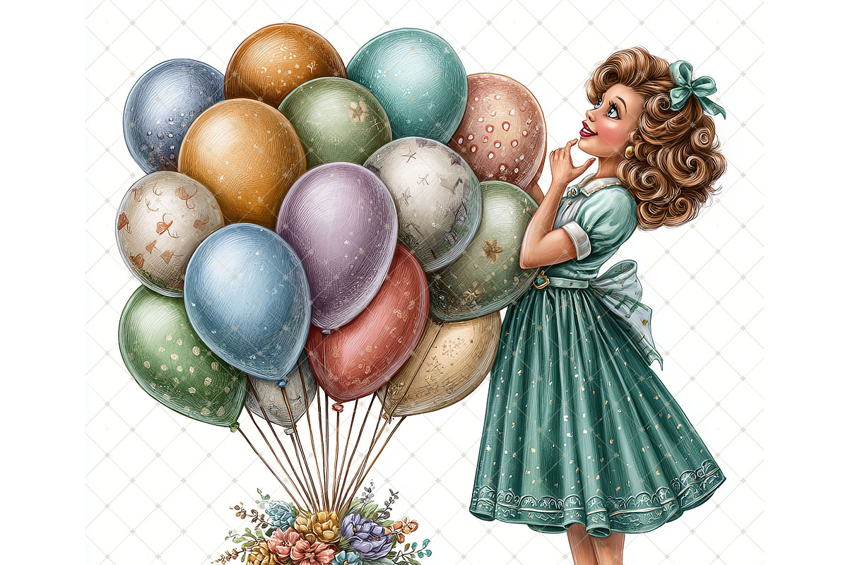 Balloon girl Clipart JPG, a Person Illustration by Memories By Lea (Photo 17 of 18)