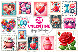 Valentine Stamps Sublimation Clipart, a Work Illustration by Dream Creation