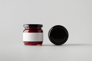 Strawberry jam jar mockup JPEG, a Food & Drink Photo by Shablon