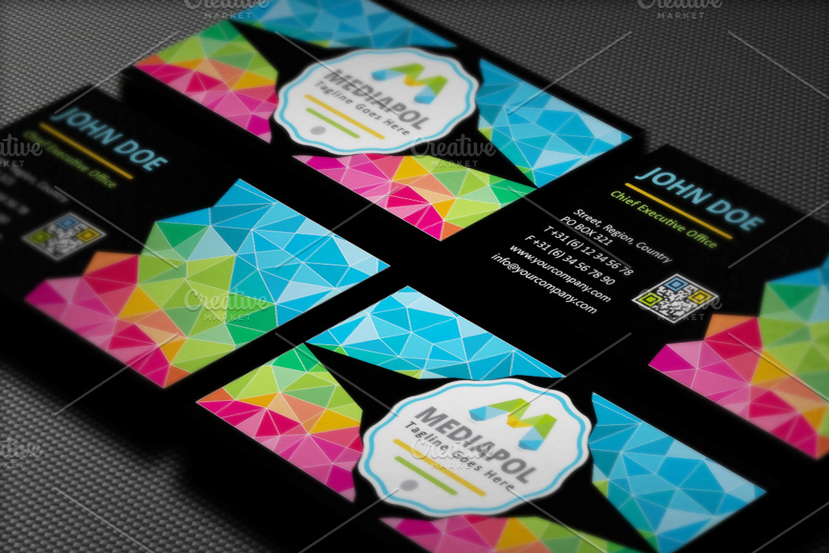 Colorful Geometric Business Cards, a Business Card Template by joyologo (Photo 3 of 5)