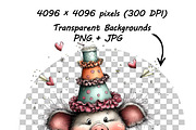 Funny Birthday Pig Clipart Cartoon, a Graphic by one-touch (Thumbnail 10 of 15)
