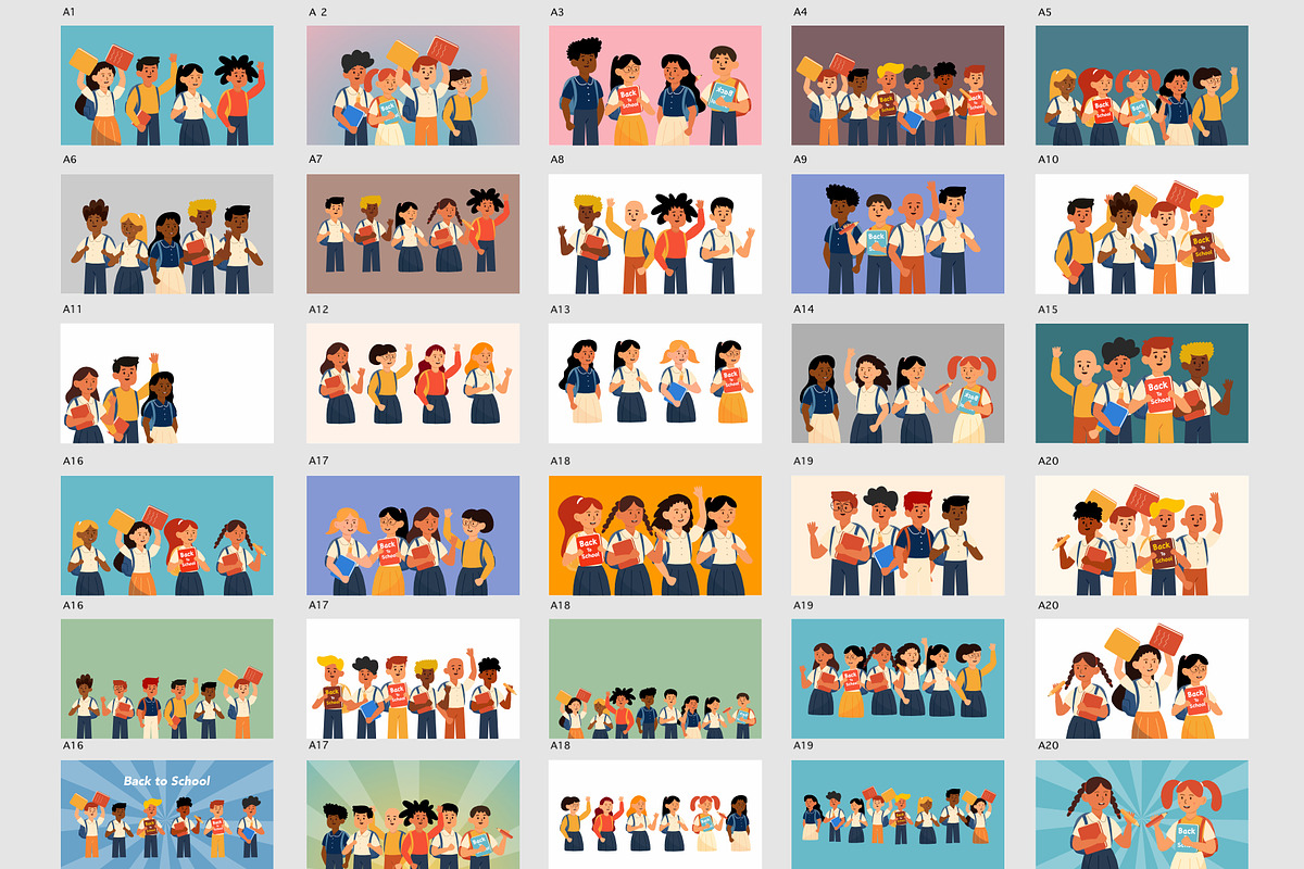 back to school character background, a Person Illustration by foxndeer (Photo 1 of 3)