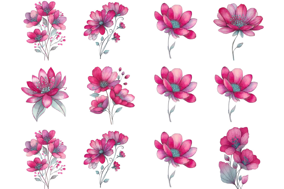 Whimsical Spring Wildflower Clipart, an Illustration by Designking (Photo 3 of 5)