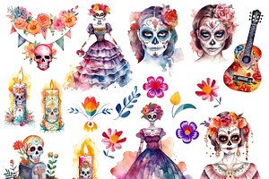 Day Of The Dead Clipart Set