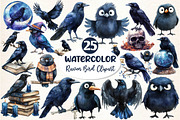 Watercolor Raven Clipart, an Illustration by Dream Creation (Thumbnail 1 of 5)