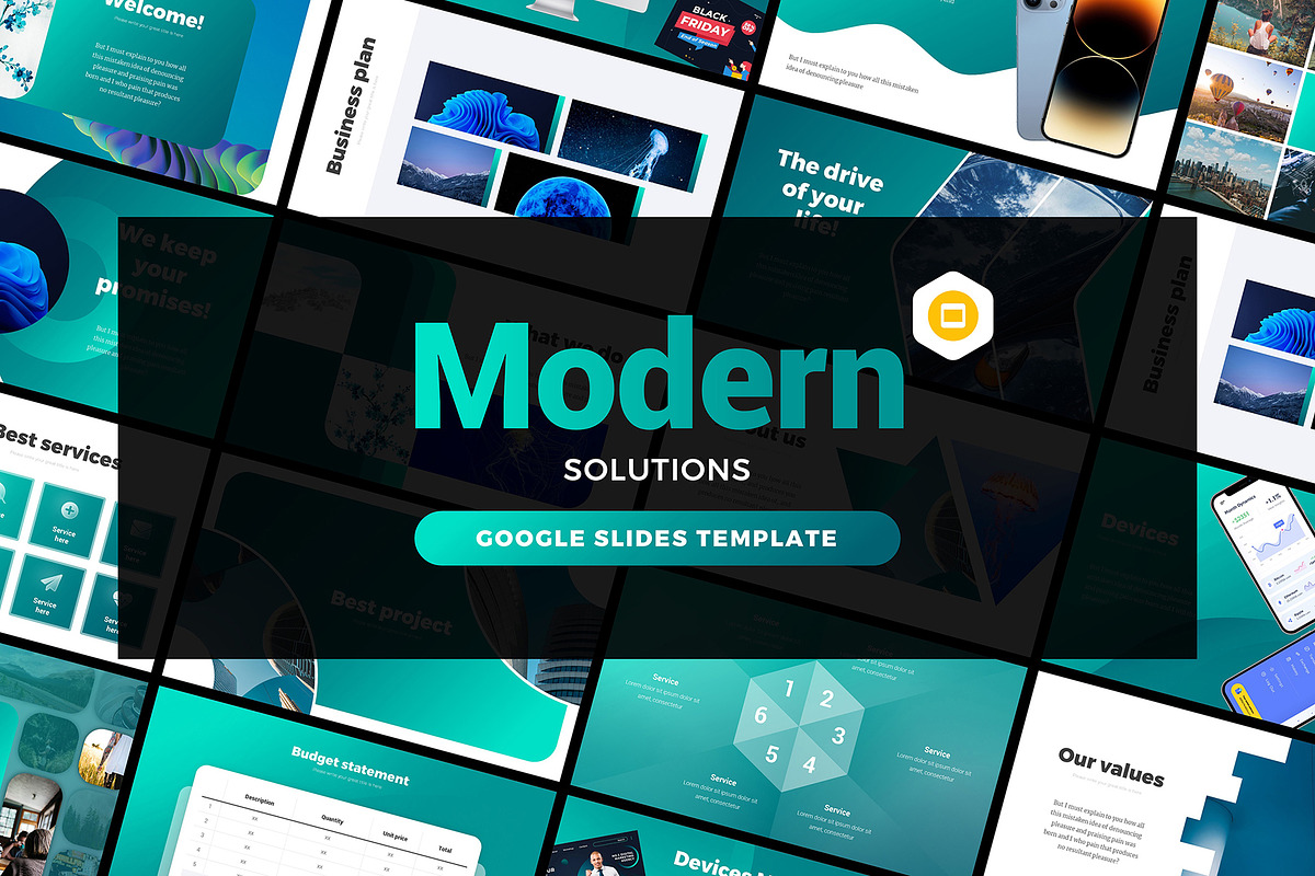 Modern Solutions Google Slides, a Presentation Template by Presentation Templates (Photo 1 of 7)