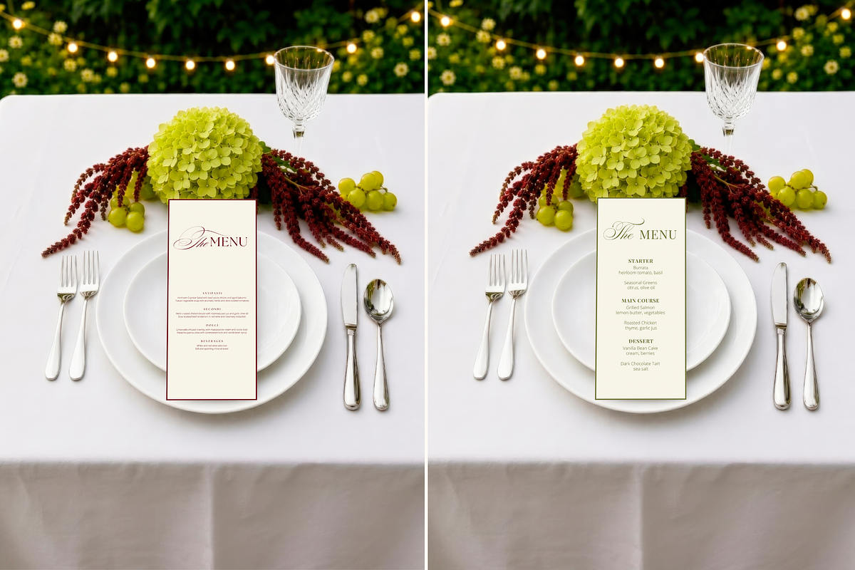 Chartreuse Wedding Menu Mockup, an Advertising Mockup by Serenefeeling (Photo 2 of 8)
