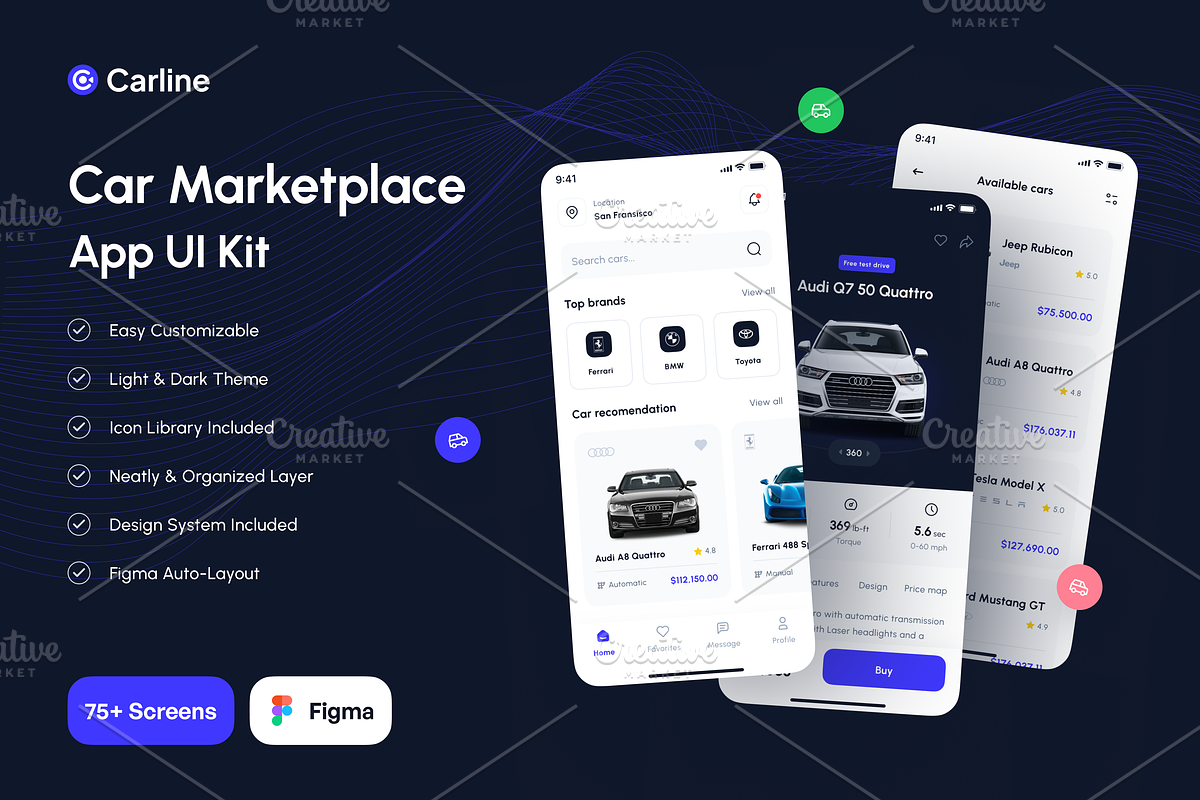 Carline - Car Marketplace App UI Kit, an UI Kit Template by Unpixel Design (Photo 1 of 6)