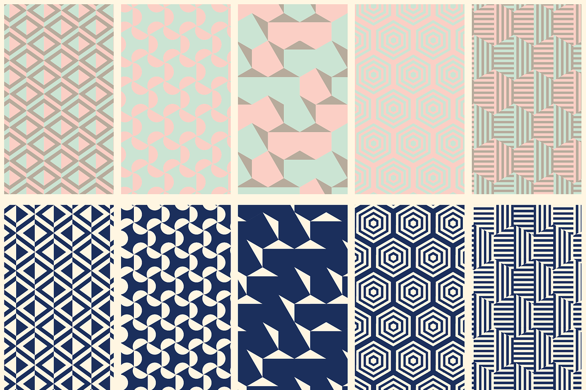 40 Geometric Patterns Blues+Pastels, a Pattern Graphic by Suphansa (Photo 11 of 12)