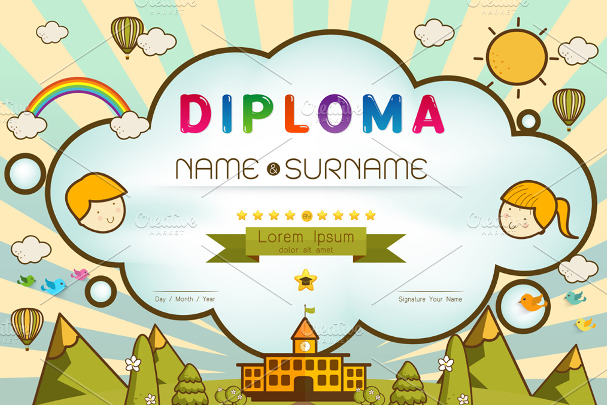 Certificate kids diploma, a Card Template by essense (Photo 2 of 2)