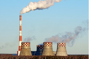 Power plant releases steam into the, an Industrial Photo by darksoul72
