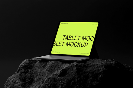 Tablet Mockup on Dark Stone