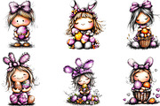 Whimsical Easter Girl Clipart Bundle, an Illustration by Designking (Thumbnail 2 of 5)
