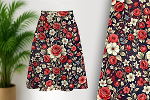 Red White and Blue Floral Background, a Decorative Illustration by Sharon Schwalbe