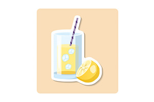 Refreshing lemonade with ice cubes, a Food Illustration by Aimagenarium@gmail.com