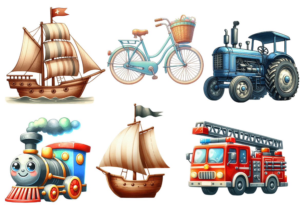 Watercolor Transportation Clipart, an Illustration by Designworld (Photo 4 of 6)