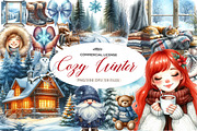 Cozy Winter Clipart, an Illustration by CreationArt (Thumbnail 1 of 5)