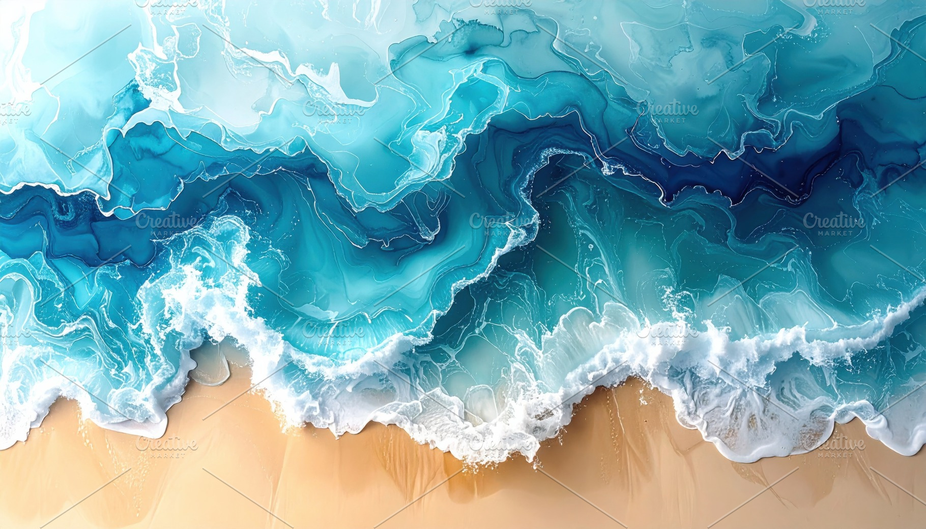 Aerial view of ocean waves and turquoise water, an Abstract Photo by Igor Tichonow