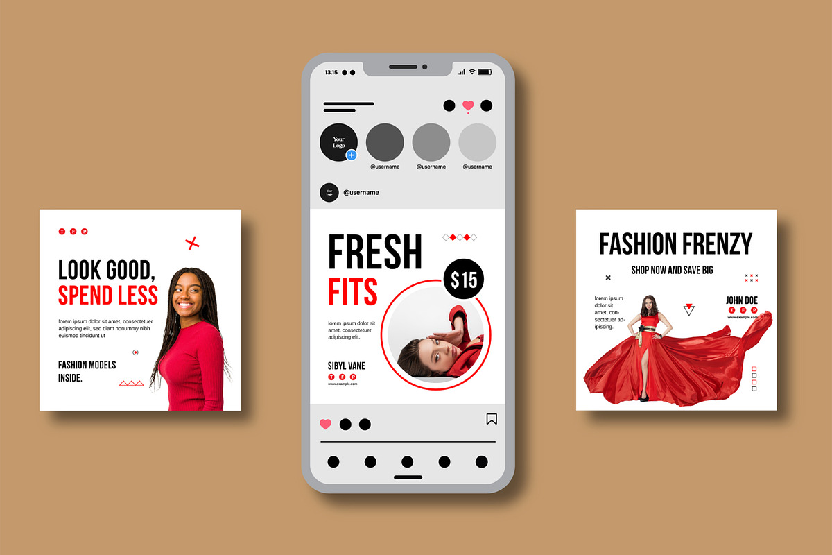 Fashion Social Media Post Layout, a Social Media Template by MightyDesign (Photo 2 of 6)