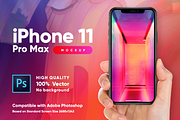 iPhone 11 Pro Max Mockup with Hand, an iPhone Mockup by Pizza Pixel (Thumbnail 1 of 5)
