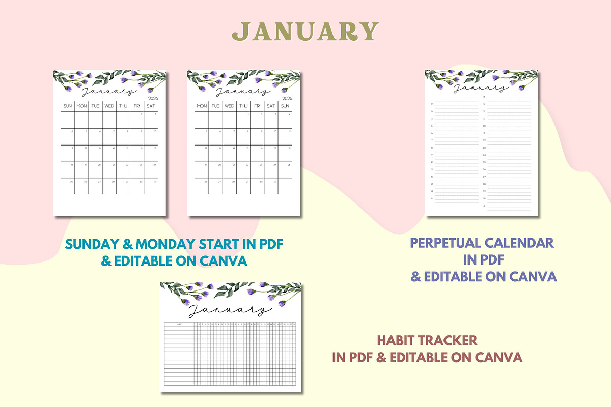 2026 Calendar Template - Canva, a Templates & Theme by Adalin Shop (Photo 2 of 12)